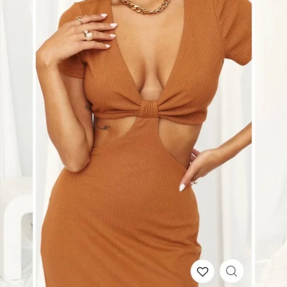 12th Tribe Remy Rust Cutout Summer Midi Dress